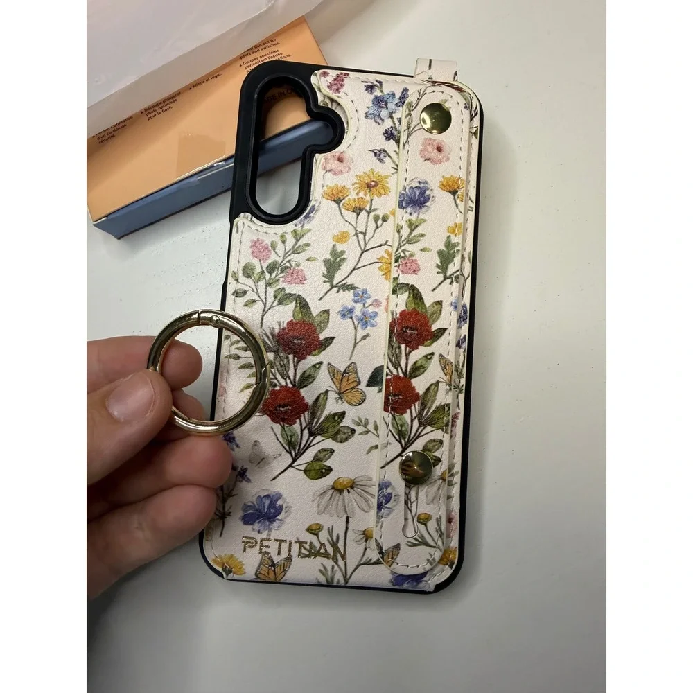 PETITAN Samsung Galaxy A15 5G Wallet Case Vintage Floral Butterfly